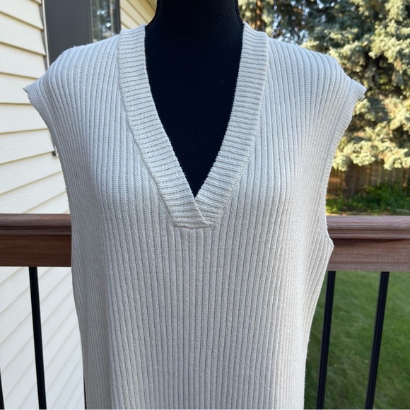 Eloquii Sz 18/20 Sleeveless Sweater Ribbed Midi Dress Cream Neutral Stretchy - Picture 7 of 14